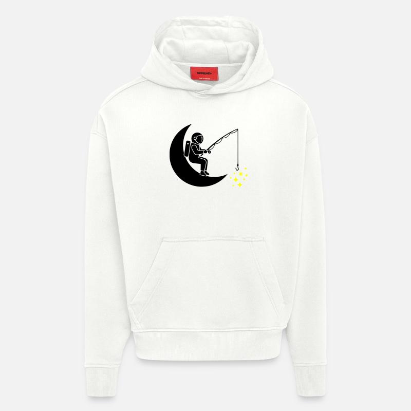 Lune Étoile de pêche pour astronautes - Sweat à capuche bio épais oversize fabriqué en UE - OFF WHITE