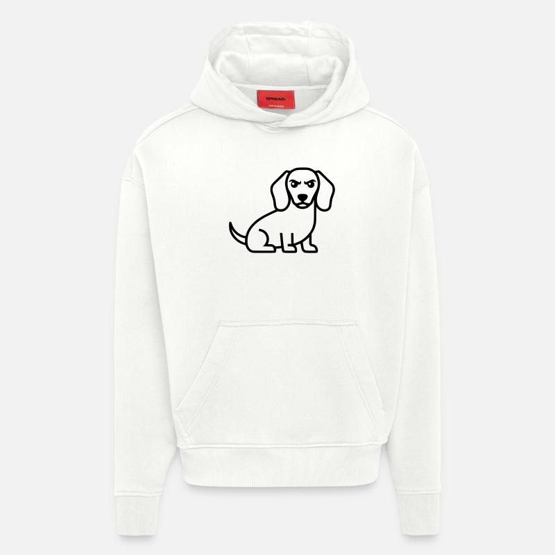 Mauvais Teckel Rond-plan - Sweat à capuche bio épais oversize fabriqué en UE - OFF WHITE