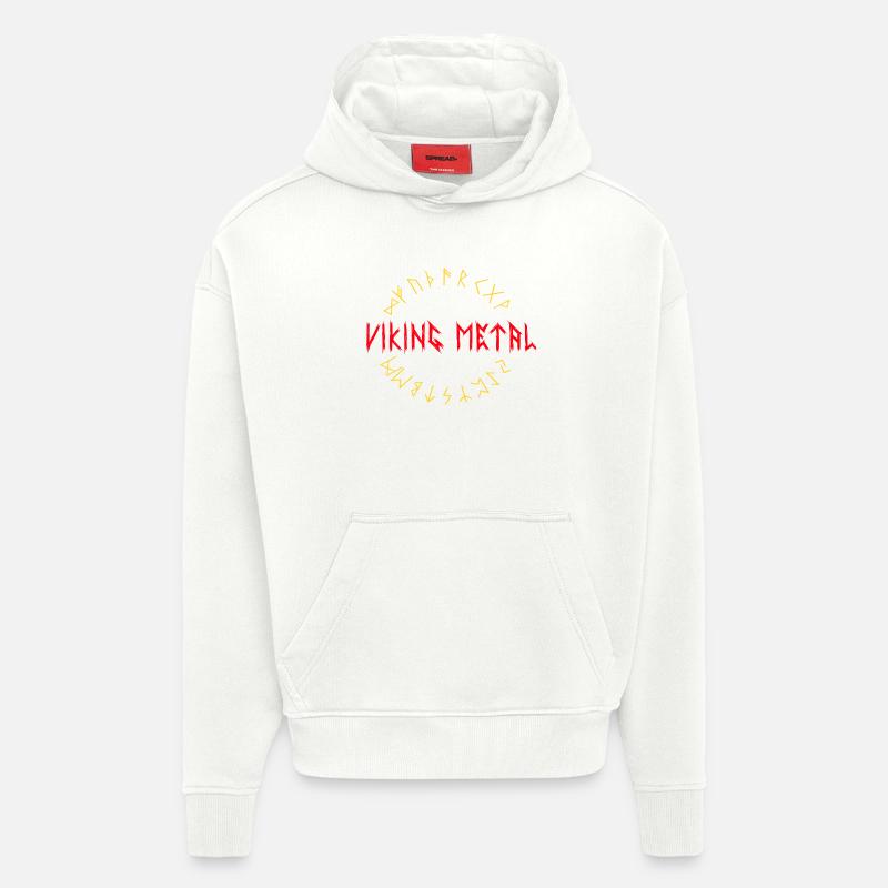 Wikinger Viking Metal - Sweat à capuche bio épais oversize fabriqué en UE - OFF WHITE