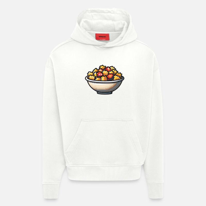 Pasta Pasta Pixel Icon - Sweat à capuche bio épais oversize fabriqué en UE - OFF WHITE