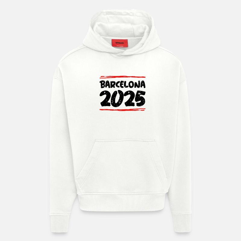 Barcelone 2025 Dicton - Sweat à capuche bio épais oversize fabriqué en UE - OFF WHITE
