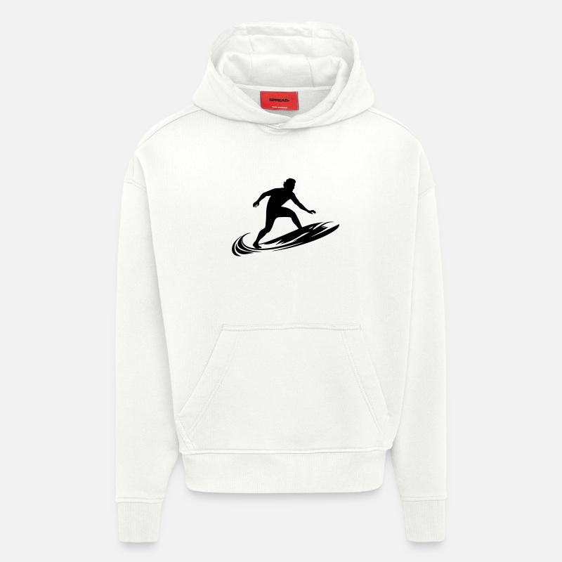 Silhouette Homme Surfeur - Sweat à capuche bio épais oversize fabriqué en UE - OFF WHITE