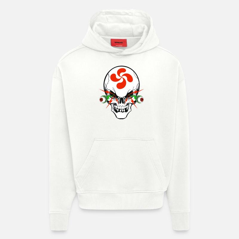 basque skull - Sweat à capuche bio épais oversize fabriqué en UE - OFF WHITE