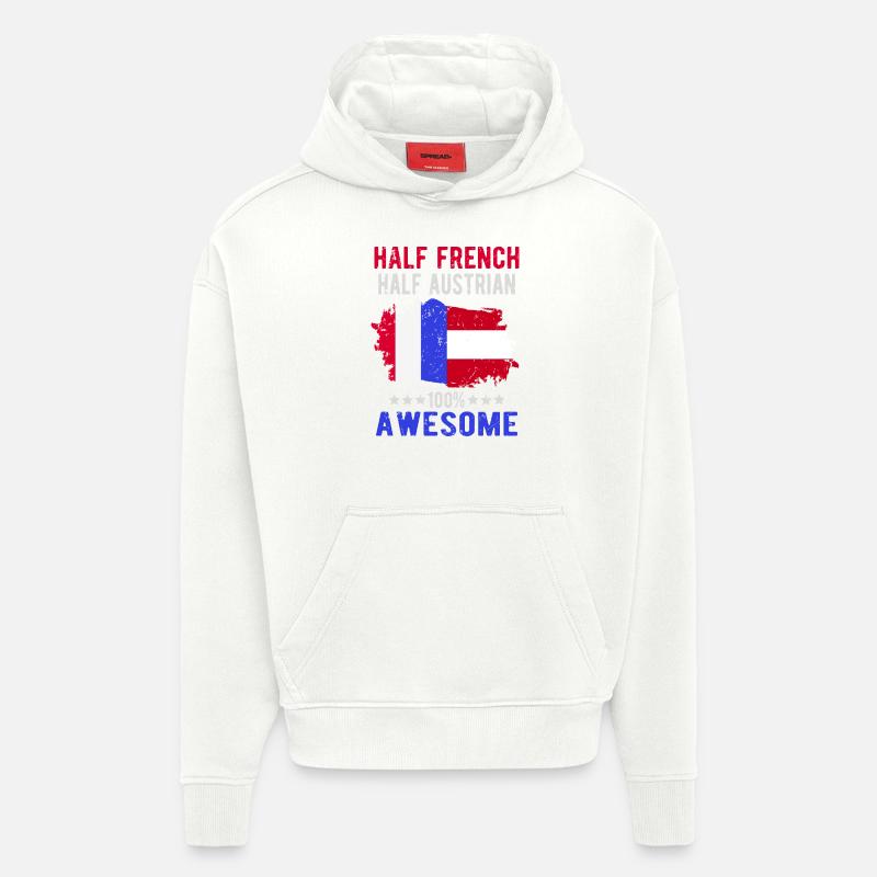Moitié Français moitié autrichien - Sweat à capuche bio épais oversize fabriqué en UE - OFF WHITE