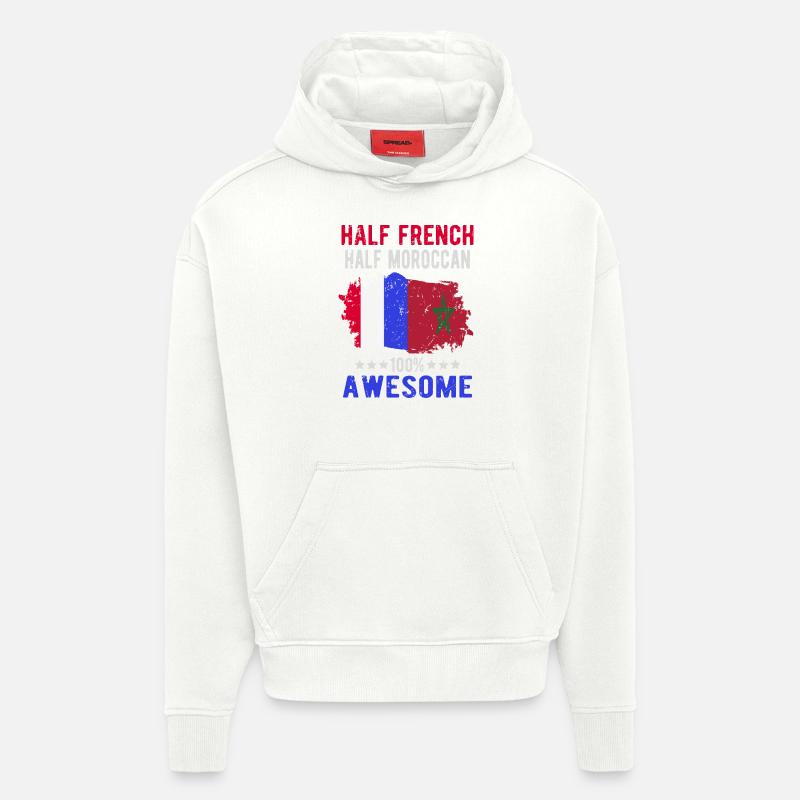 Moitié Français moitié marocain - Sweat à capuche bio épais oversize fabriqué en UE - OFF WHITE