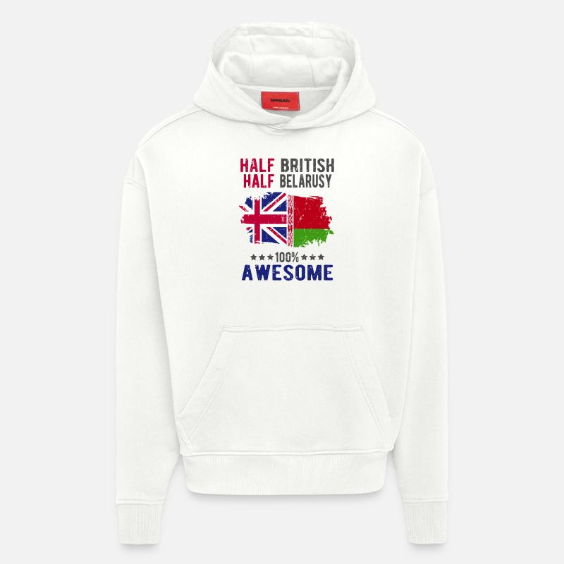 Half British Half Belarusian - Hoodie- made by SPREAD - OFF WHITE