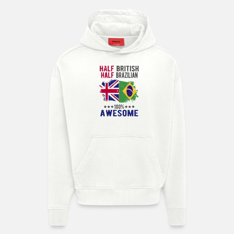 Moitié britannique moitié brésilien - Sweat à capuche bio épais oversize fabriqué en UE - OFF WHITE