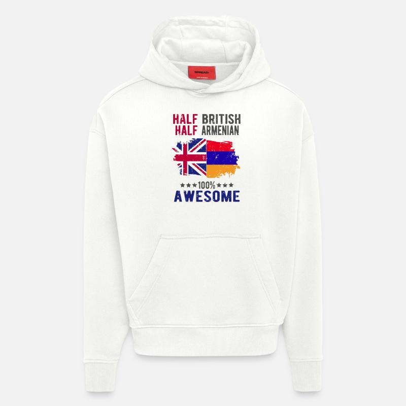 Moitié britannique moitié arménienne - Sweat à capuche bio épais oversize fabriqué en UE - OFF WHITE