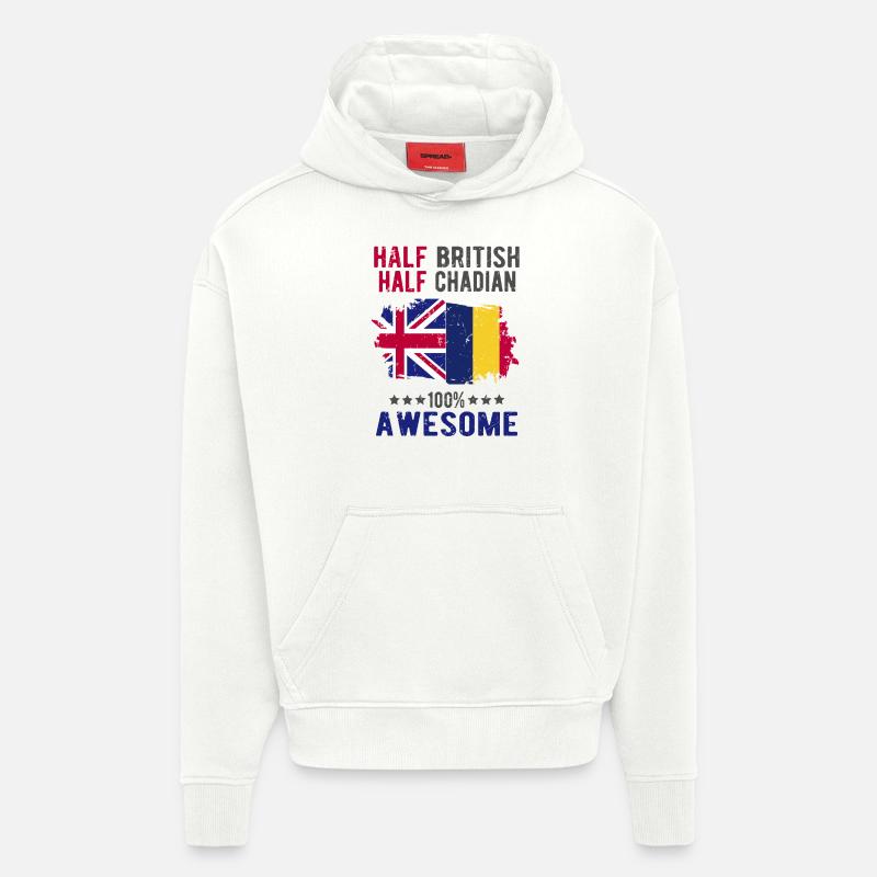 Half British Half Chader - Hoodie- made by SPREAD  - OFF WHITE