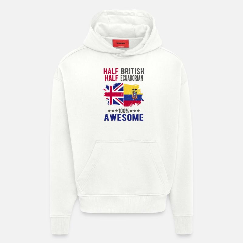 Moitié Britannique moitié Équatoriens - Sweat à capuche bio épais oversize fabriqué en UE - OFF WHITE
