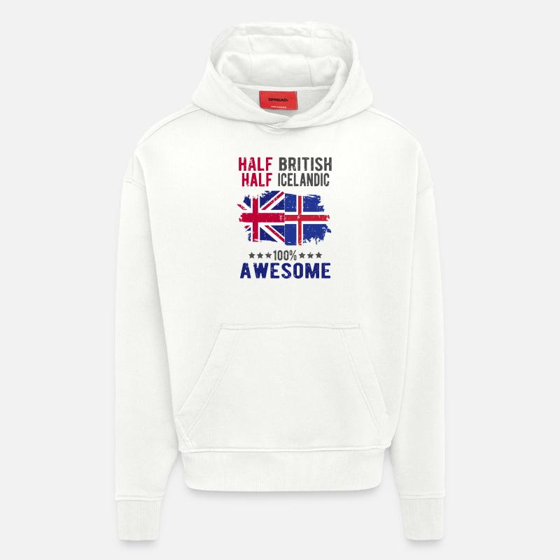 Half British Half Icelander - Hoodie- made by SPREAD - OFF WHITE