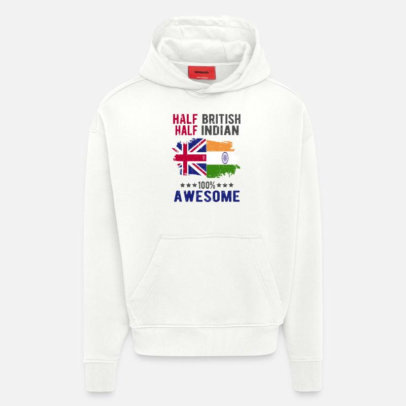 Half British Half Indian - Hoodie- made by SPREAD - OFF WHITE