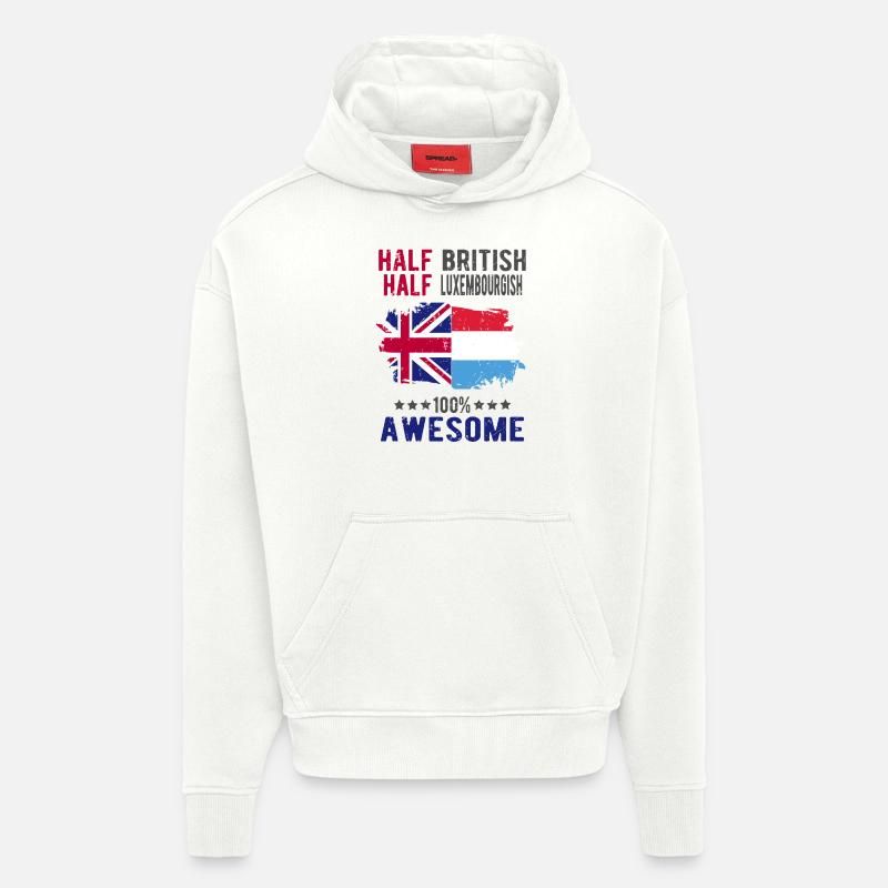 Half British Half Luxembourger - Hoodie- made by SPREAD  - OFF WHITE