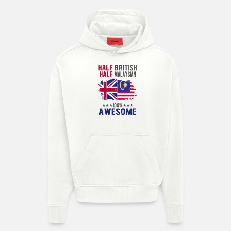 Moitié britannique moitié malaisien - Sweat à capuche bio épais oversize fabriqué en UE - OFF WHITE
