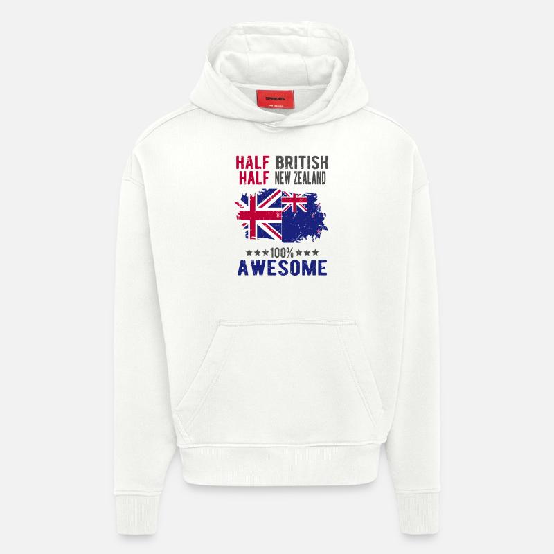 Moitié britannique moitié néo-zélandais - Sweat à capuche bio épais oversize fabriqué en UE - OFF WHITE
