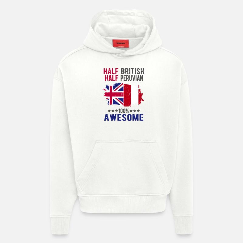 Half British Half Peruvian - Hoodie- made by SPREAD  - OFF WHITE