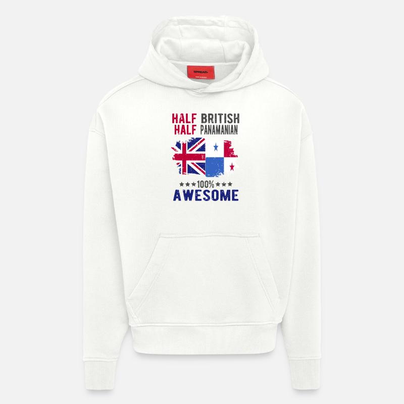 Moitié Britannique Moitié Panama - Sweat à capuche bio épais oversize fabriqué en UE - OFF WHITE