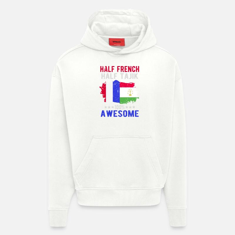 Moitié Français moitié tadjik - Sweat à capuche bio épais oversize fabriqué en UE - OFF WHITE
