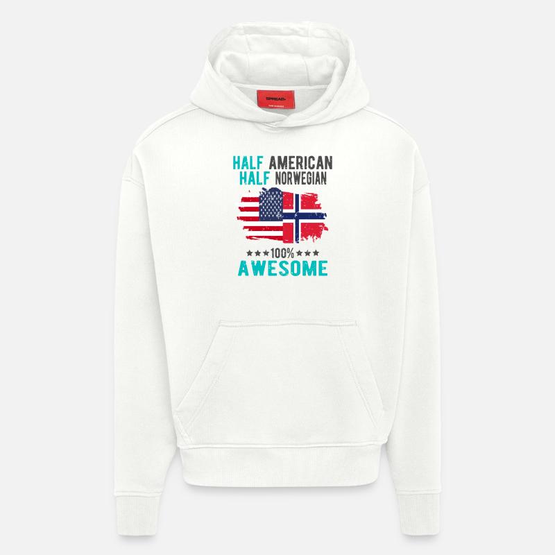 Halb Amerikaner Halb Norweger - Hoodie- made by SPREAD  - OFF WHITE