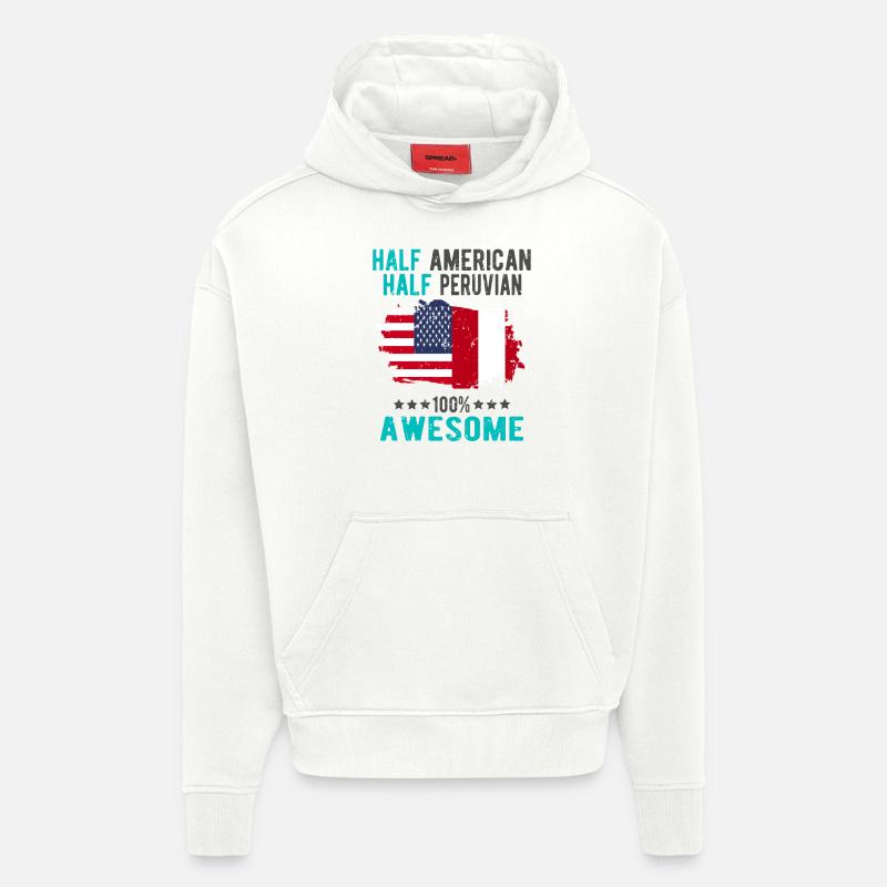 Moitié américain moitié péruvien - Sweat à capuche bio épais oversize fabriqué en UE - OFF WHITE