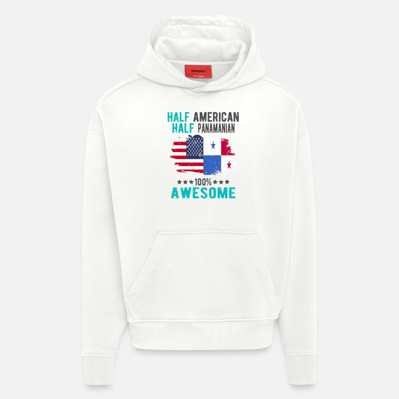 Moitié américain moitié Panamania - Sweat à capuche bio épais oversize fabriqué en UE - OFF WHITE