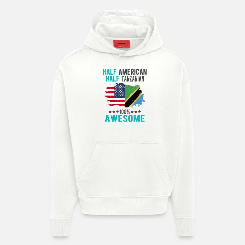 Moitié américain moitié tanzanien - Sweat à capuche bio épais oversize fabriqué en UE - OFF WHITE