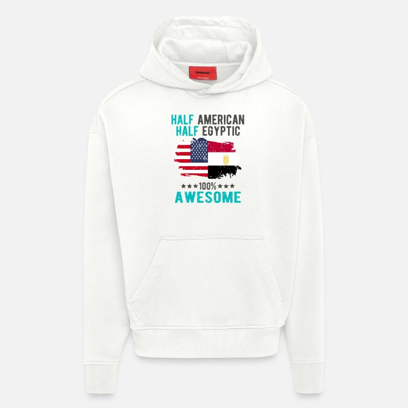 Moitié américain moitié égyptien - Sweat à capuche bio épais oversize fabriqué en UE - OFF WHITE