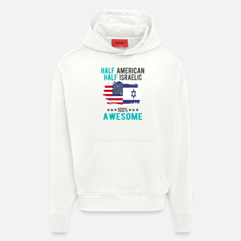 Moitié américain moitié Isreali - Sweat à capuche bio épais oversize fabriqué en UE - OFF WHITE