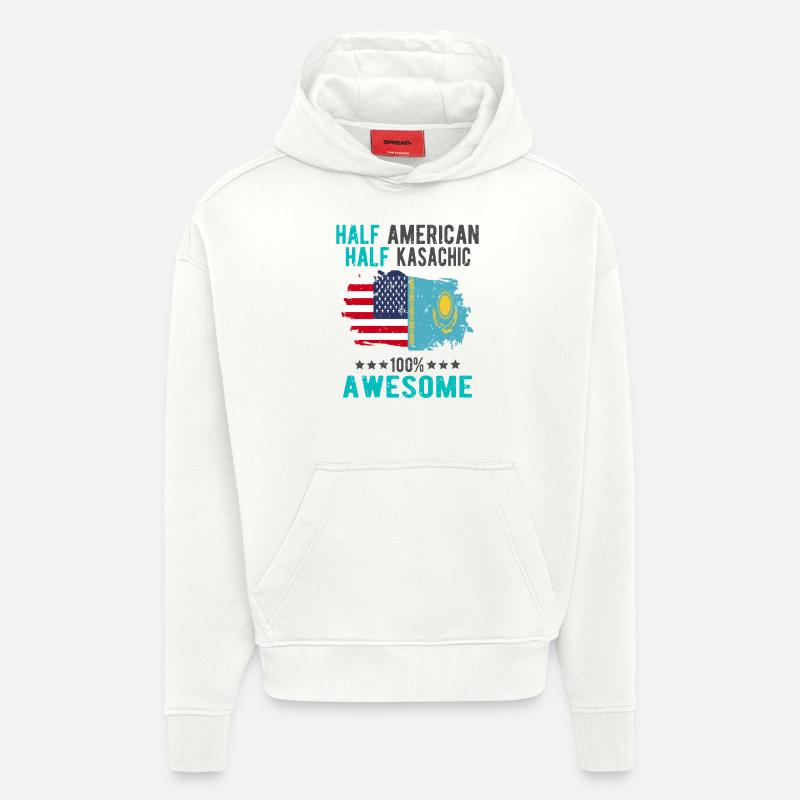 Moitié américain moitié kazakh - Sweat à capuche bio épais oversize fabriqué en UE - OFF WHITE