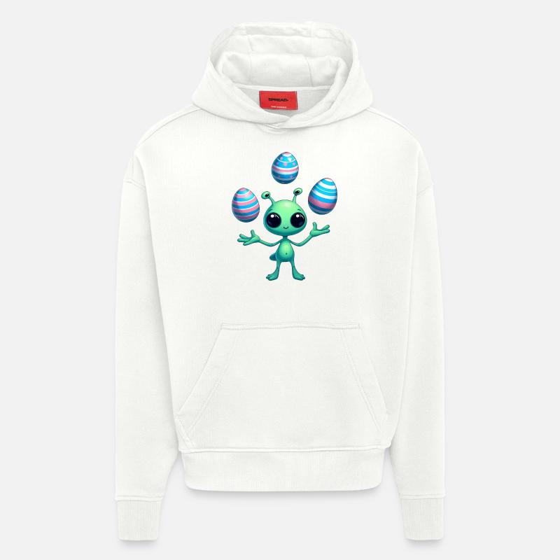 Ostern mit Alien: Eier-Jonglage - Hoodie- made by SPREAD  - OFF WHITE