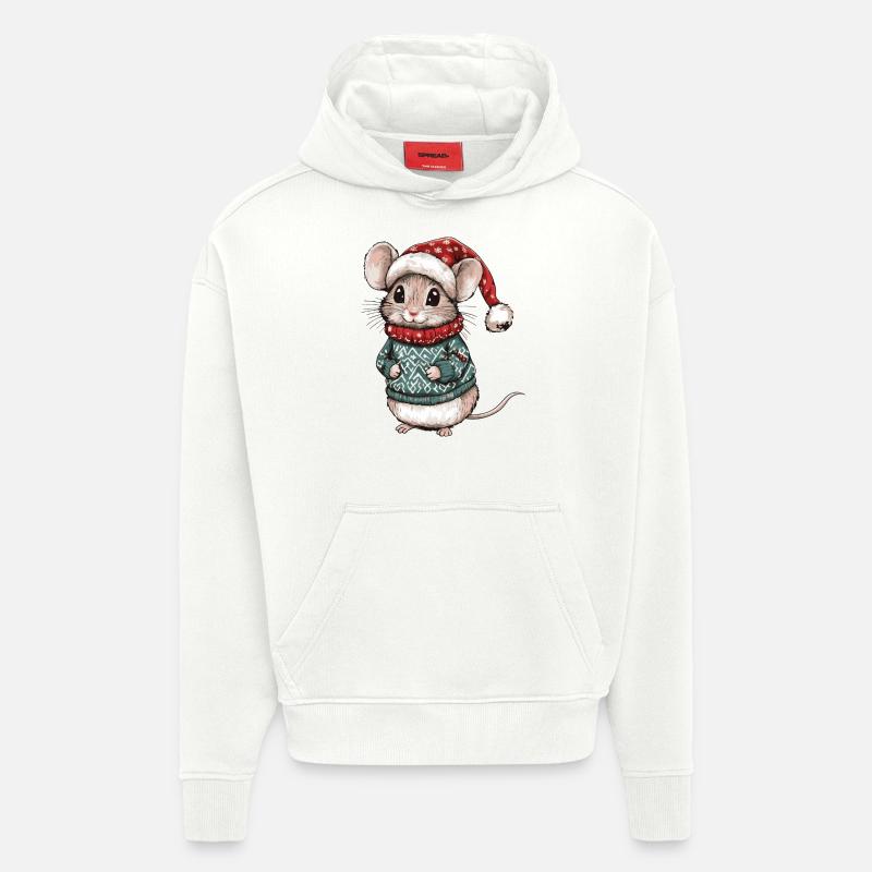Maus Weihnachten Comic - Hoodie- made by SPREAD  - OFF WHITE
