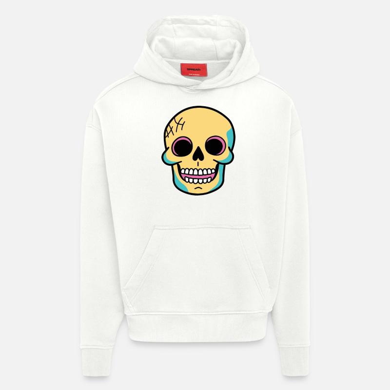 Crâne Halloween Drôle Squelette - Sweat à capuche bio épais oversize fabriqué en UE - OFF WHITE