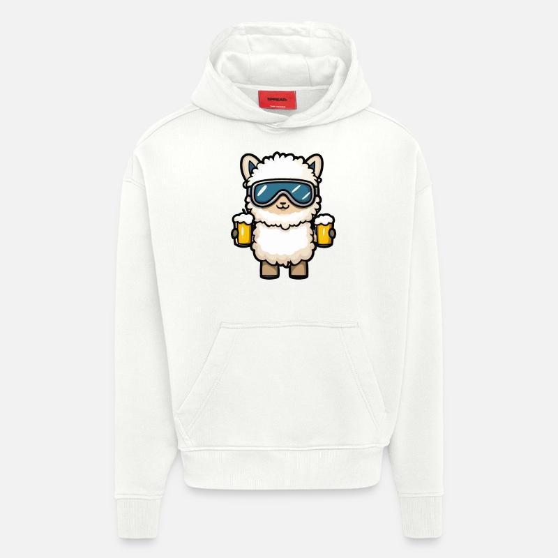 Alpaga Llama Ski Bière - Sweat à capuche bio épais oversize fabriqué en UE - OFF WHITE