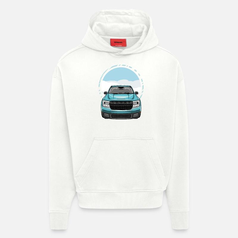 Vue de face du pick-up - Sweat à capuche bio épais oversize fabriqué en UE - OFF WHITE