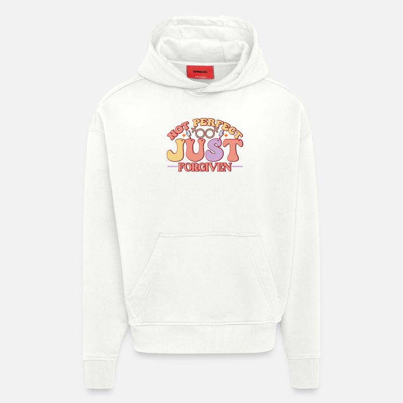 Pas parfait, juste pardonné - Sweat à capuche bio épais oversize fabriqué en UE - OFF WHITE
