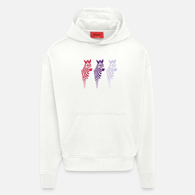 three zebras (b) - Sweat à capuche bio épais oversize fabriqué en UE - OFF WHITE