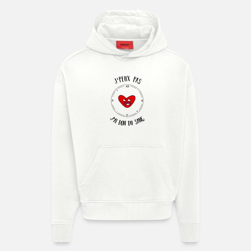 J'peux pas j'ai don du sang - Sweat à capuche bio épais oversize fabriqué en UE - OFF WHITE