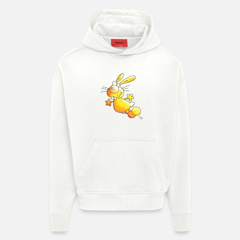 Crazy Rabbit - Lapin - Sweat à capuche bio épais oversize fabriqué en UE - OFF WHITE