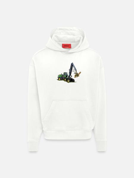 Moissonneuse-batteuse, Moissonneuse-batteuse - Sweat à capuche bio épais oversize fabriqué en UE - OFF WHITE