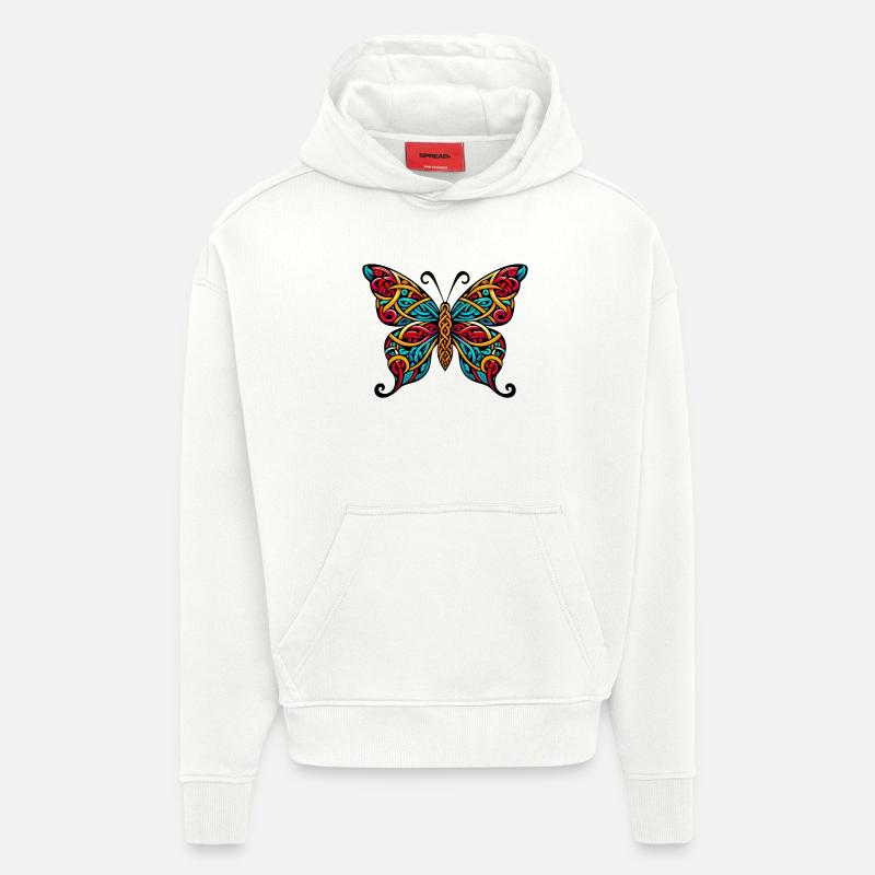 Papillon - Sweat à capuche bio épais oversize fabriqué en UE - OFF WHITE