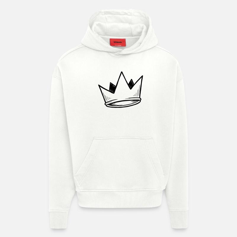 Vecteur de couronne | Doodle Look - Sweat à capuche bio épais oversize fabriqué en UE - OFF WHITE