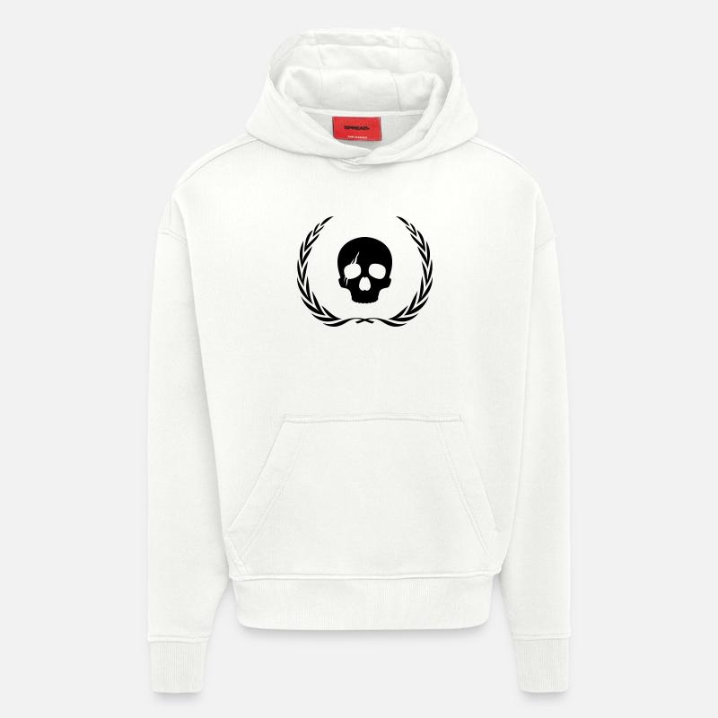 Couronne de crâne de squelette - Sweat à capuche bio épais oversize fabriqué en UE - OFF WHITE