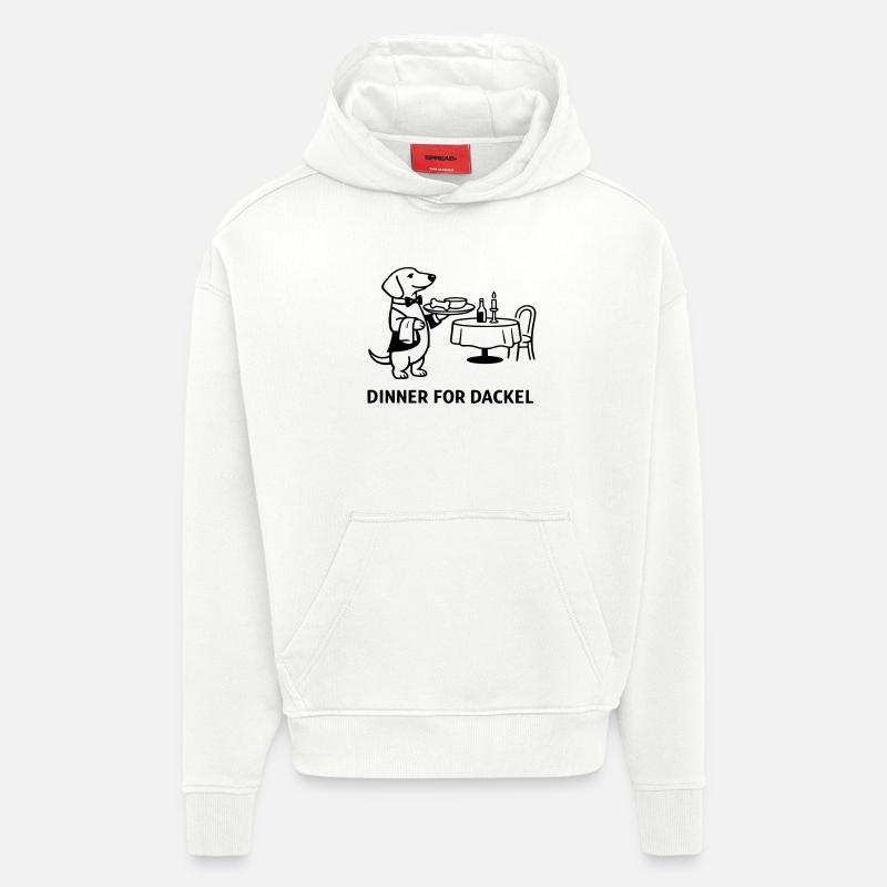 Dîner pour teckel - Sweat à capuche bio épais oversize fabriqué en UE - OFF WHITE
