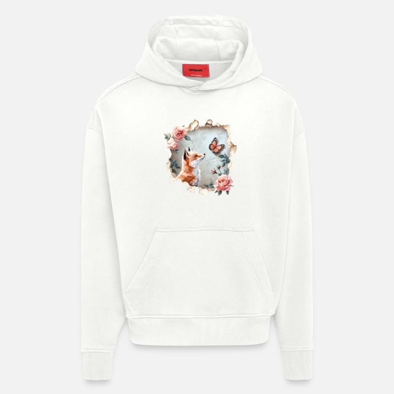 Fuchs mit Schmetterling - Hoodie- made by SPREAD  - OFF WHITE