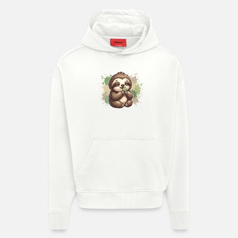 Sloth with leaf cuddles - Hoodie- made by SPREAD  - OFF WHITE