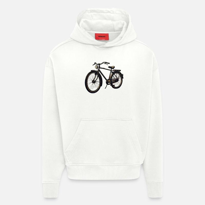 Silhouette de vélo rétro - Sweat à capuche bio épais oversize fabriqué en UE - OFF WHITE