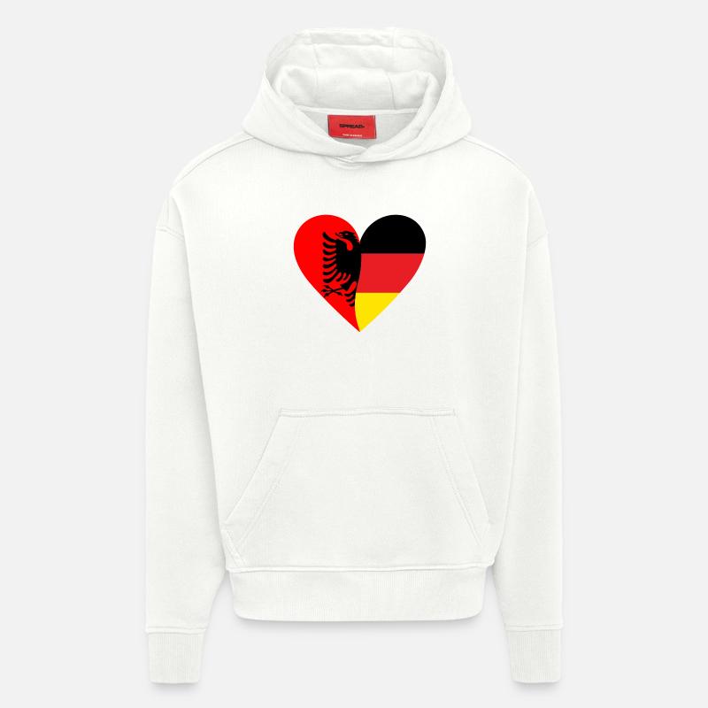 Albania Germany Heart - Hoodie- made by SPREAD  - OFF WHITE