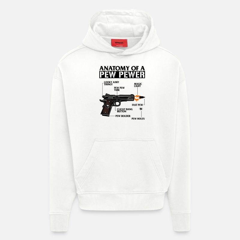 Graphique d’armes à feu - Sweat à capuche bio épais oversize fabriqué en UE - OFF WHITE