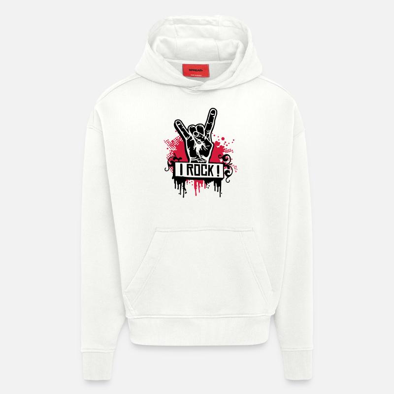 I ROCK - Sweat à capuche bio épais oversize fabriqué en UE - OFF WHITE