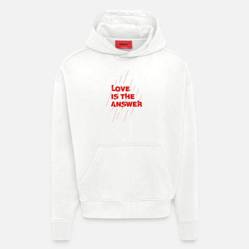 L'amour est la réponse - Sweat à capuche bio épais oversize fabriqué en UE - OFF WHITE